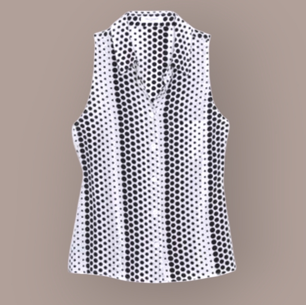 Equipment Femme Pure Silk Sleeveless Button Front Polka Dot Polka Dots Blouse S